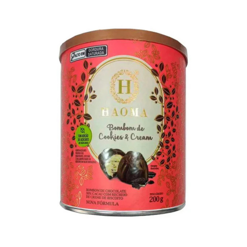 Lata de Bombom Cookies e Cream Haoma 200g