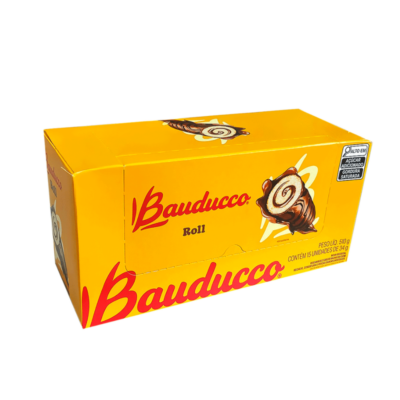 Bolinho roll Chocolate Bauducco Caixa 15 x 34 Gr