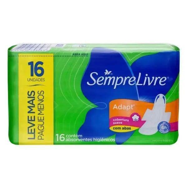 Absorvente Sempre Livre Adapt Cobertura Suave com abas 16 unidades