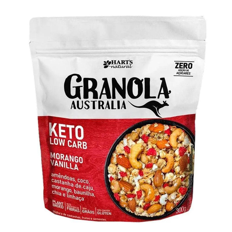 Granola Keto Low Carb Morango Vanilla Hart's Natural 300g