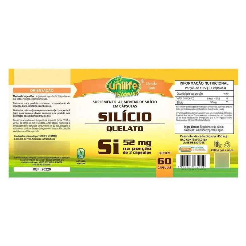 Silício Quelato Si - Unilife - 60 Cápsulas