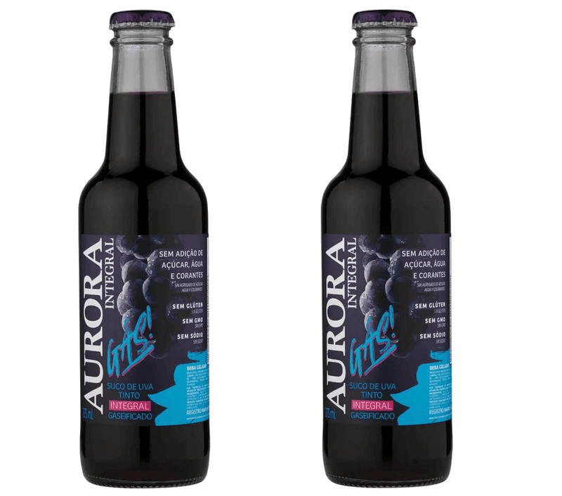 SUCO DE UVA AURORA TINTO INTEGRAL GASEIFICADO 2x 275ML